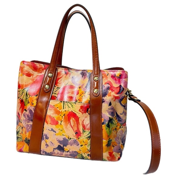 Patricia Nash Darby Medium Leather Tote Bag Purse Rain Forest